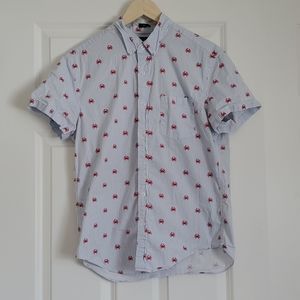Short Sleeve Casual Crab Button Up